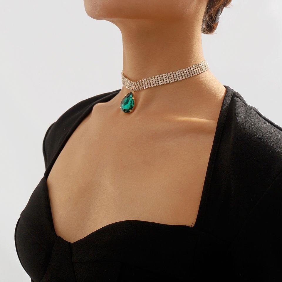 Collier Goutte d'Élégance Rekli  Taşlı Kolye